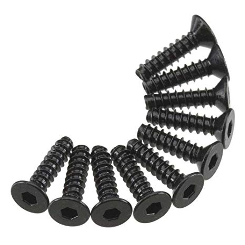 AXA466 - M3x12mm Hex Socket Tapping Flat Head (Black) (10pcs)