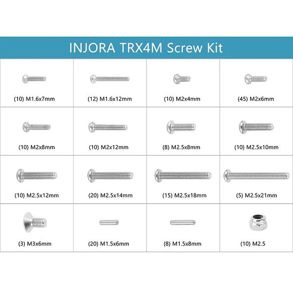 INJORA - Skruesett Stainless Steel TRX-4M (9746X)
