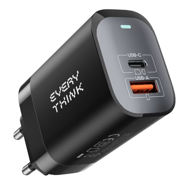 GaN 65W USB A - USB C Str&oslash;mforsyning-Lader 220V