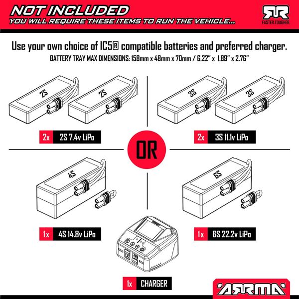 Arrma 1/8 Kraton 4x4 6S EXB BLX V6 Black Speed Truck