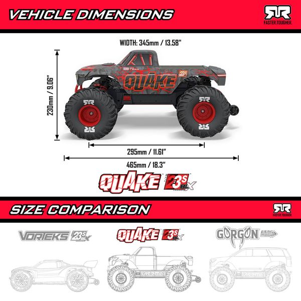 1/10 Arrma Quake 223S 2WD B&oslash;rstel&oslash;s Monstertruck RTR