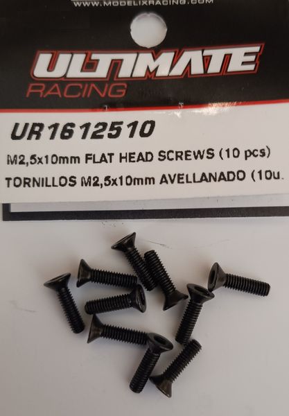 Screws - Flat Head - Allen - M2.5 x 10mm (10 pcs)